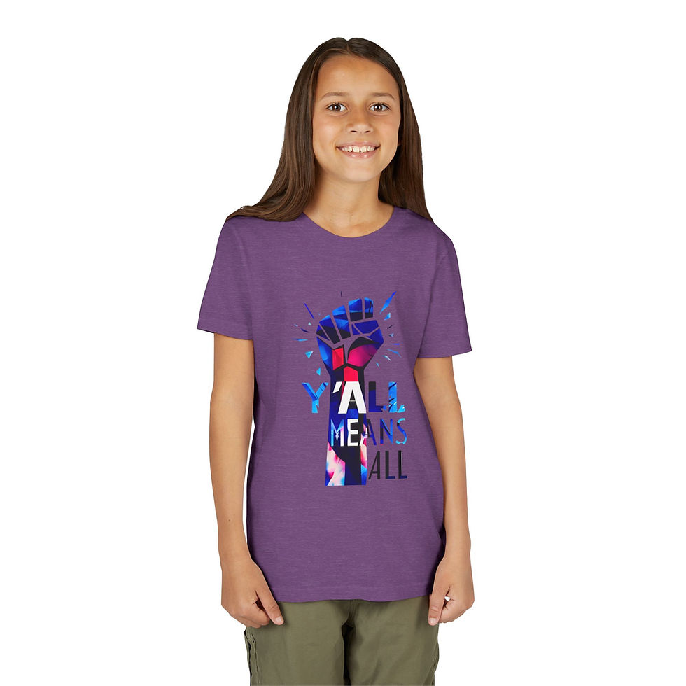 Thumbnail: Y’all Means All Resist, Youth Short Sleeve T-Shirt, Blue, Inclusive Apparel Kids