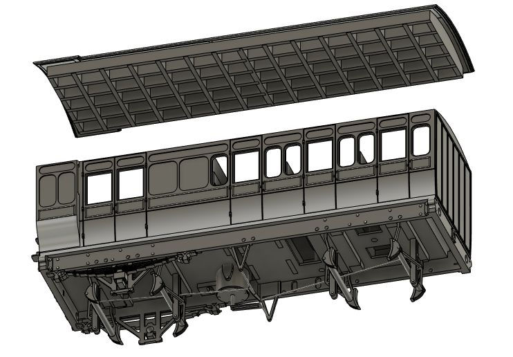 Thumbnail: O Gauge 7mm scale London South Western Railway 4 wheel coach kits