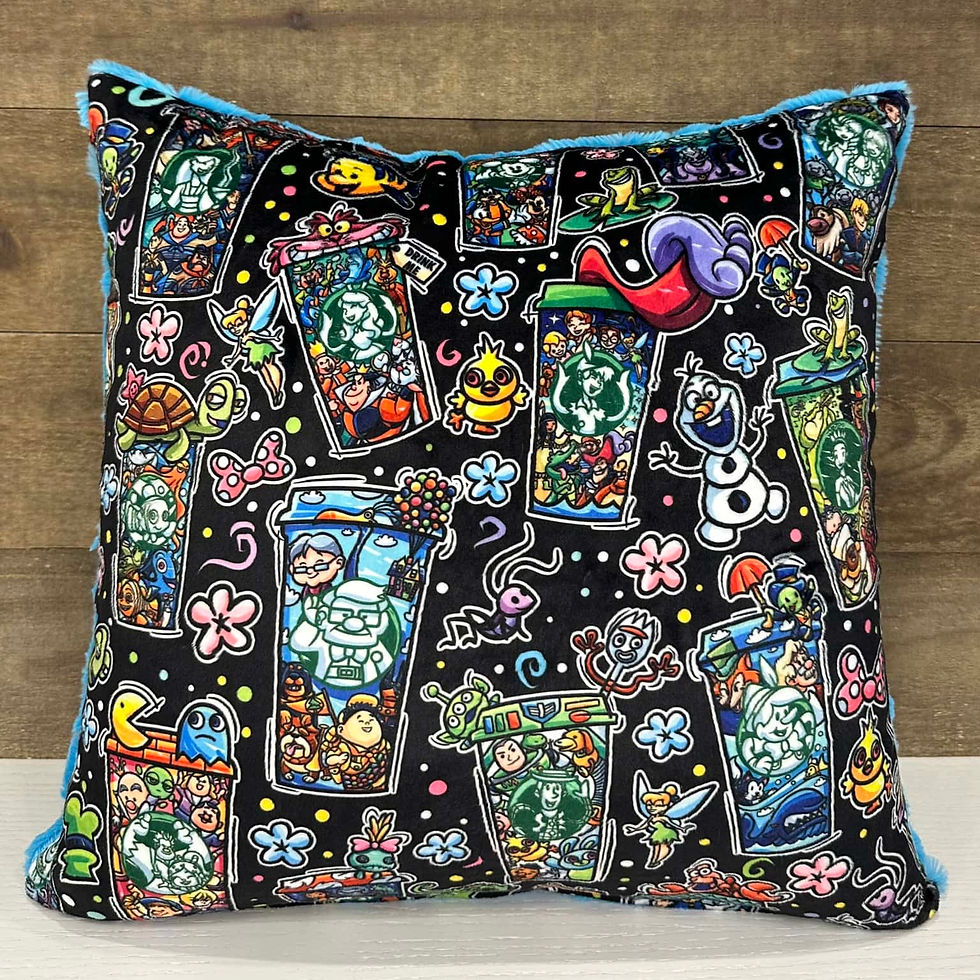 Throw Pillow Cover - Famous Movie Characters in Cups