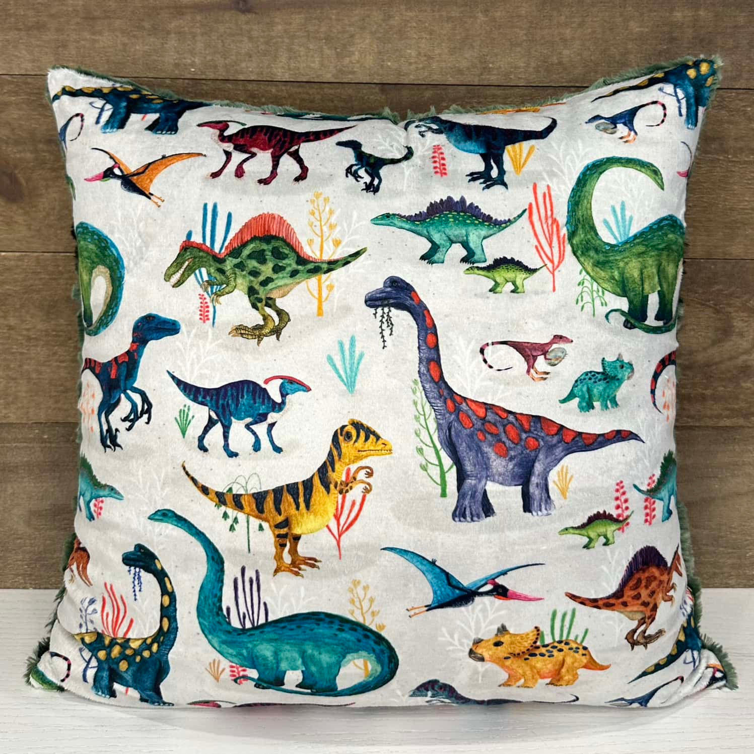 Throw Pillow Cover - Colourful Dinos