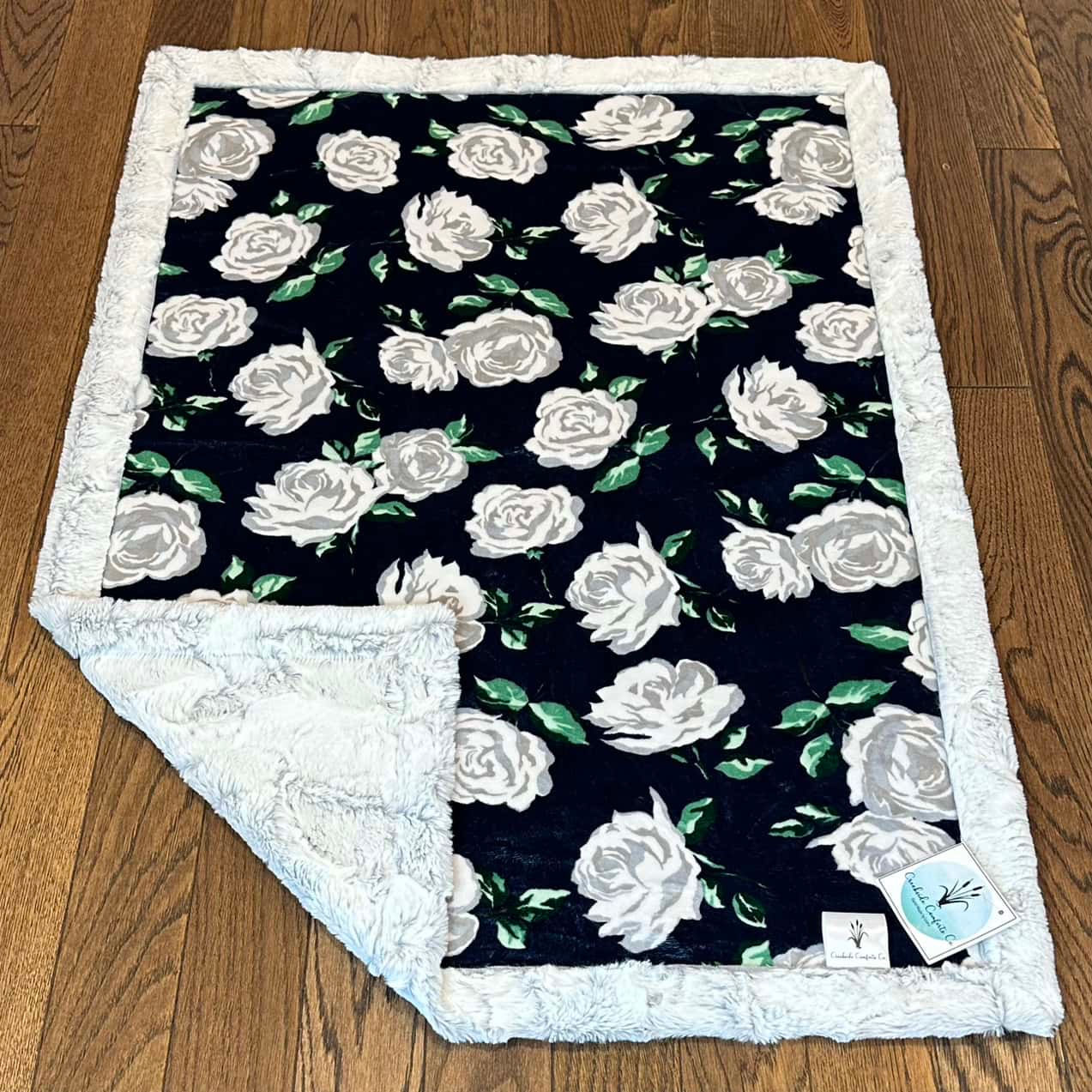 Standard Baby Blanket - Silver Roses