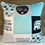 Thumbnail: Throw Pillow Cover - Mama Bear Aqua/Grey Patchwork
