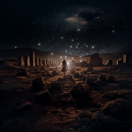 rdbrady_a_woman_running_through_Gobekli_Tepe_at_night_as_seen_f9410b22-af89-493e-a04a-18e8
