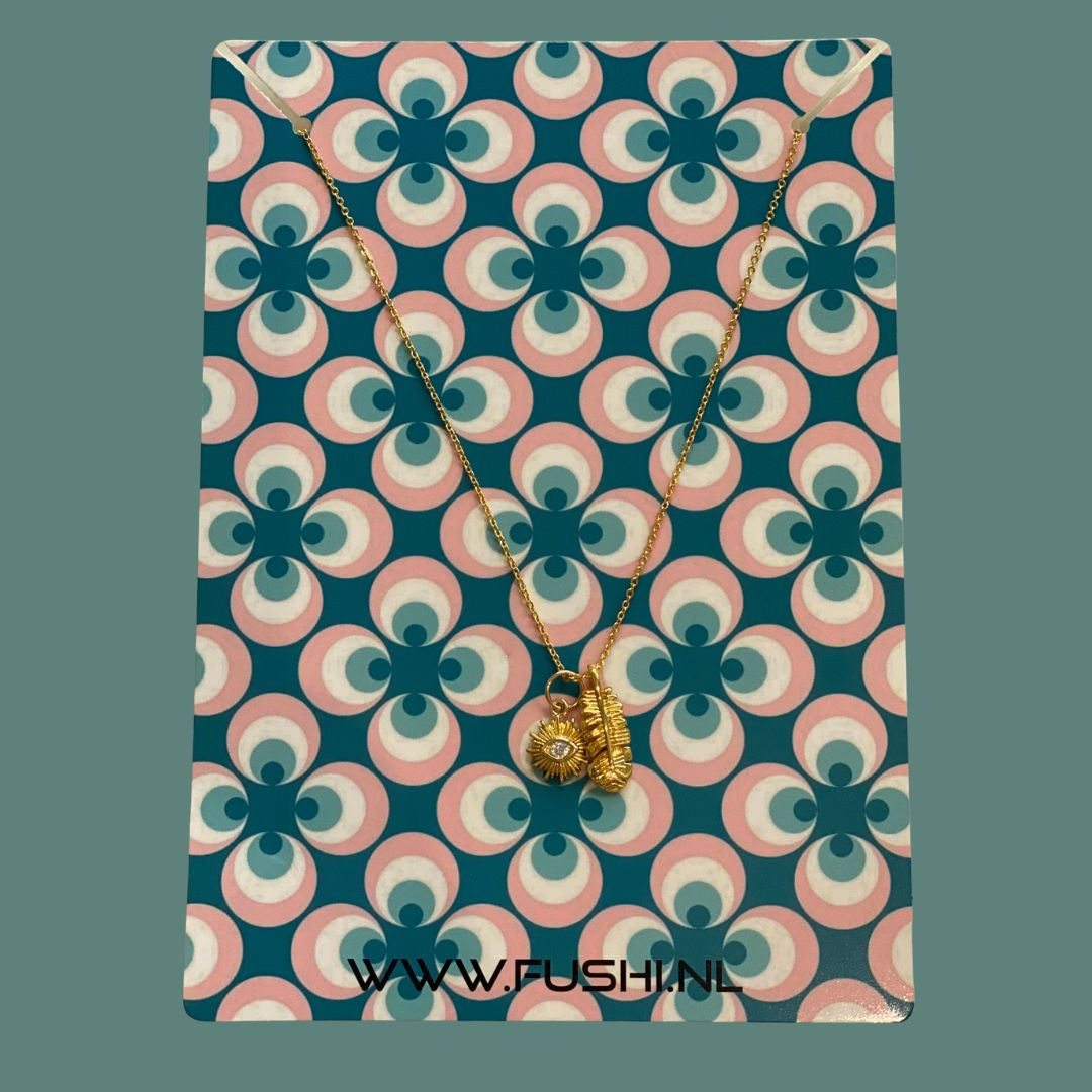 Ketting FUSHI Amsterdam met veertje en beschermend oog