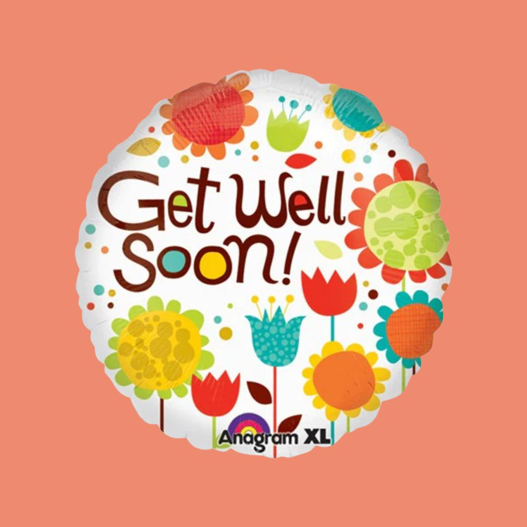 Ballon 'Get well soon' bloemen