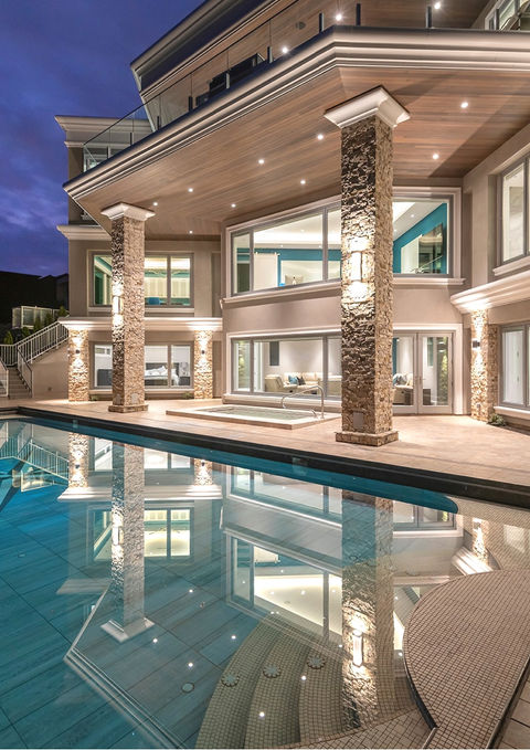 luxury estate home build on lake okanagan, modern interior with contemporary design and furnishings by kelowna interior designer, urban theory design 