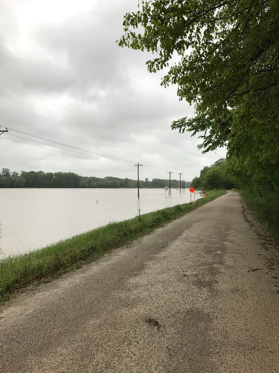 Greens Bottom Road flooded off of Katy Trail