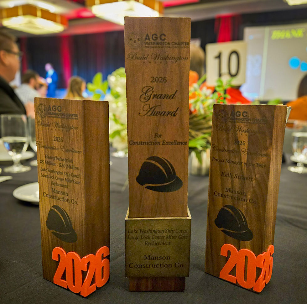 Manson’s Miter Gate team brought home three Build Washington Awards.