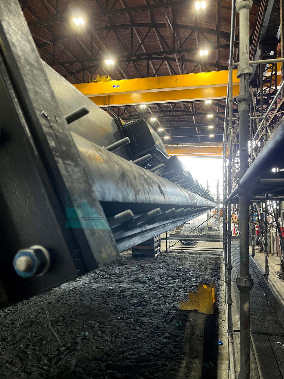An inside look at the fabrication of the new miter gate leaves at Greenberry's Vancouver Facility. Photo credit: Madeline Brisson—Project Engineer