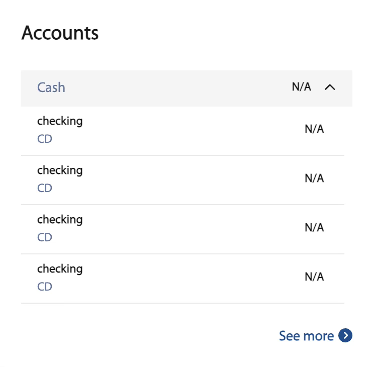 List of accounts widget