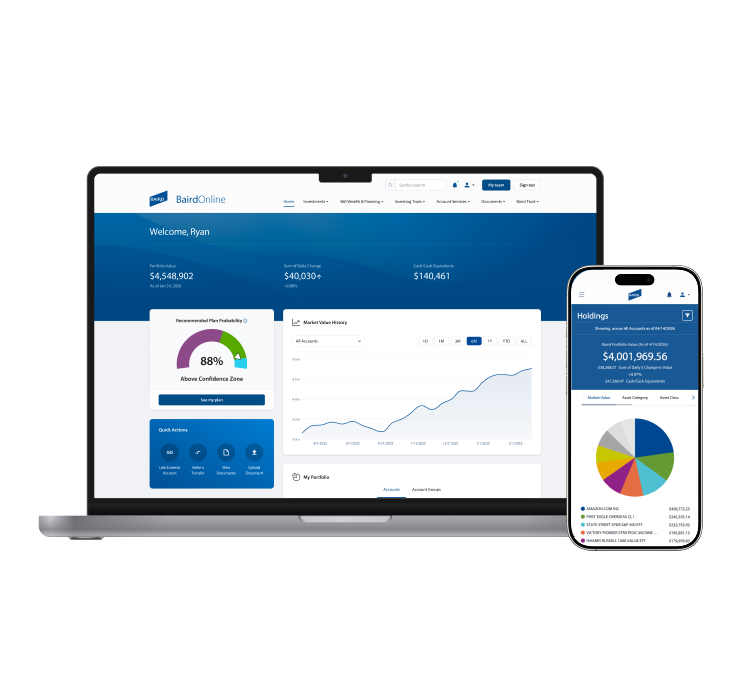 Baird Online Desktop & Mobile Screens