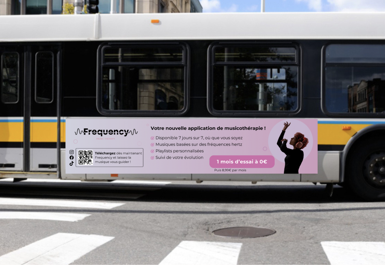 Création de supports visuels - Publicité sur un bus par Comunikey à Nice