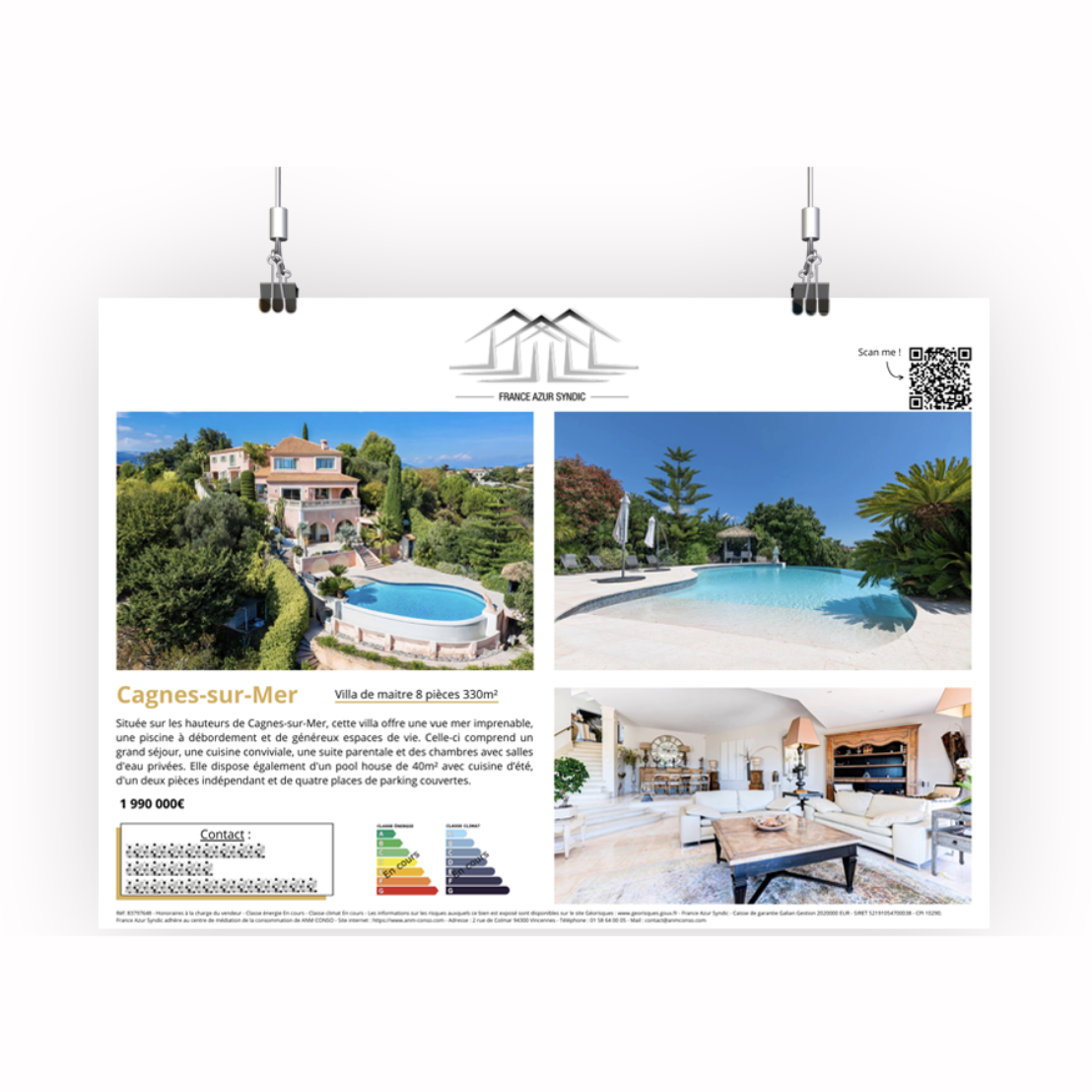 Création de support visuel - Affiche vitrine agence immobilière par Comunikey à Nice