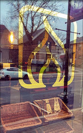 Slice of Fire window gold gilding logo
