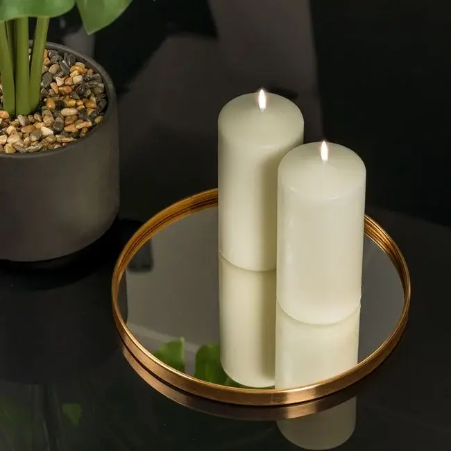 Küçük resim: Mumluk Tepsi Yuvarlak Ayna Altın Çelenk Ø24.5x1.5cm