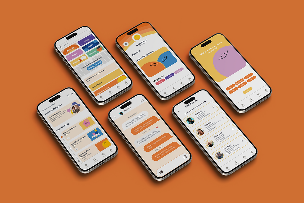 app mockup fro headspace student