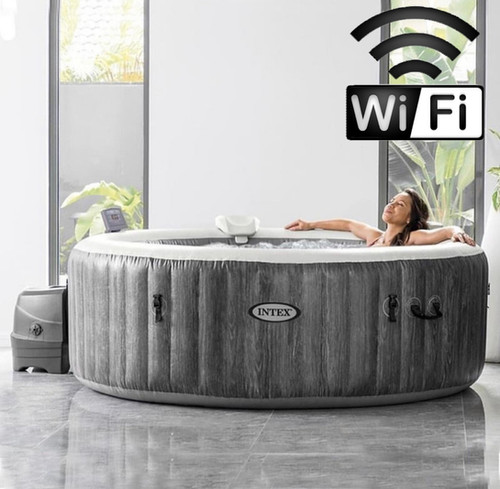 Intex Grey Wood Deluxe WIFI Person Hot Tub Hot Tub Ireland