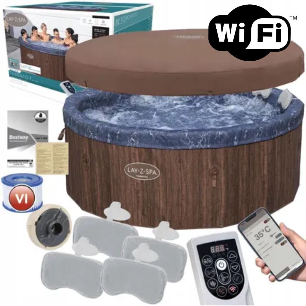 Lay-Z-Spa Toronto AirJet Plus™ Hot Tub with WiFi (5–7 Person)