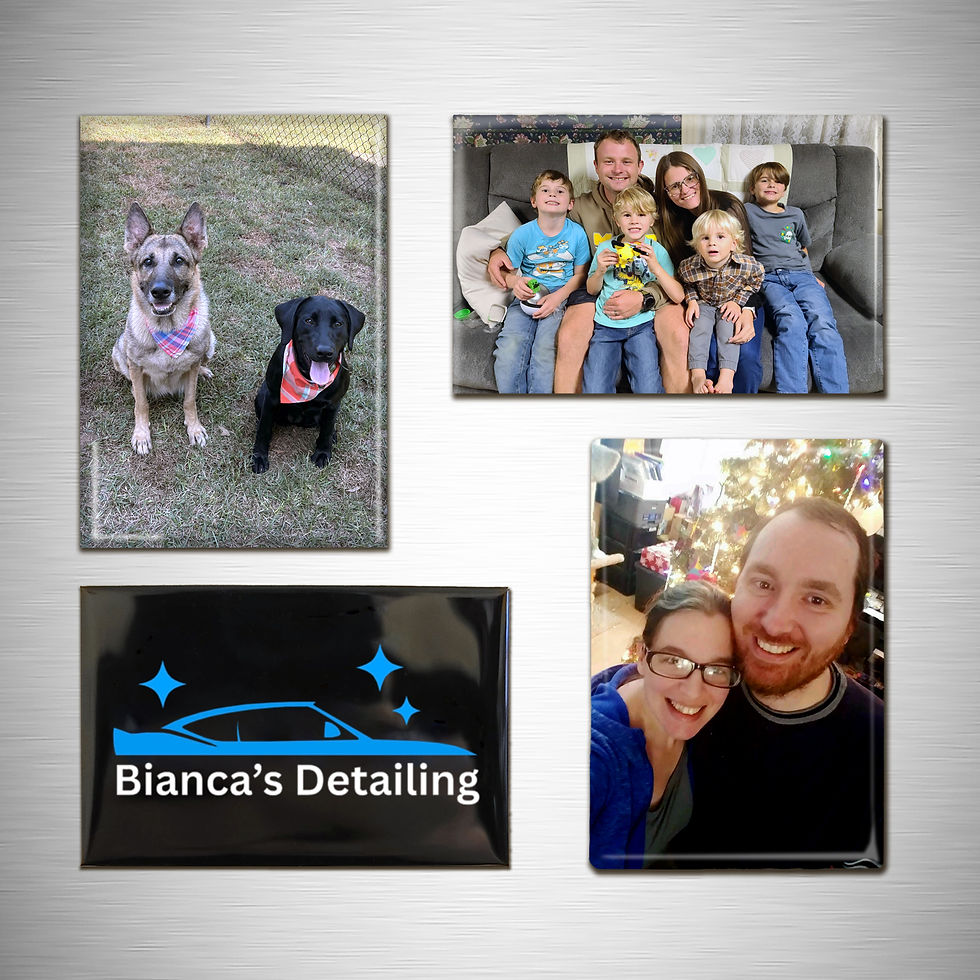 4 magnets on a silver background