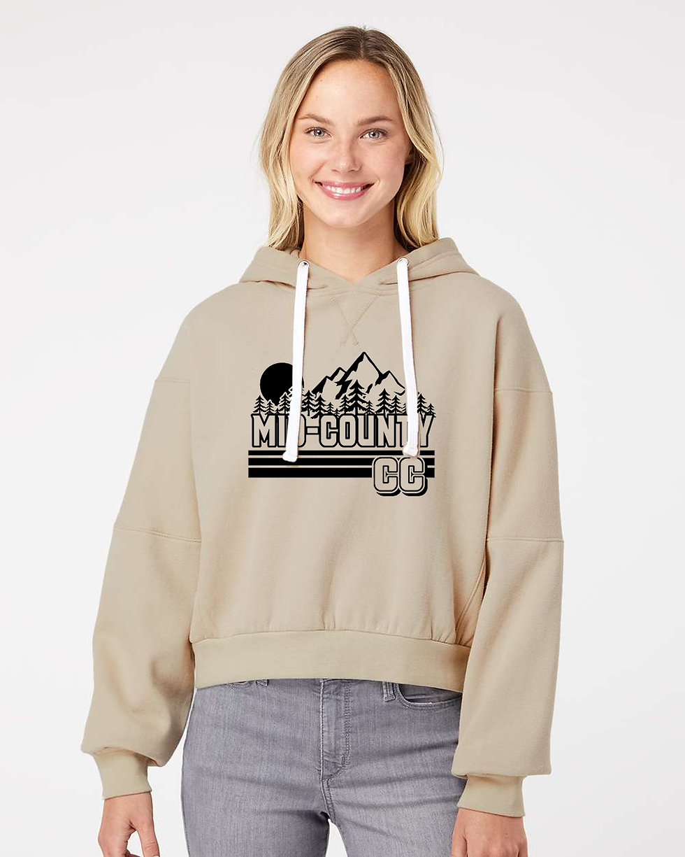 Thumbnail: Women's Sueded Fleece Crop Hooded Sweatshirt