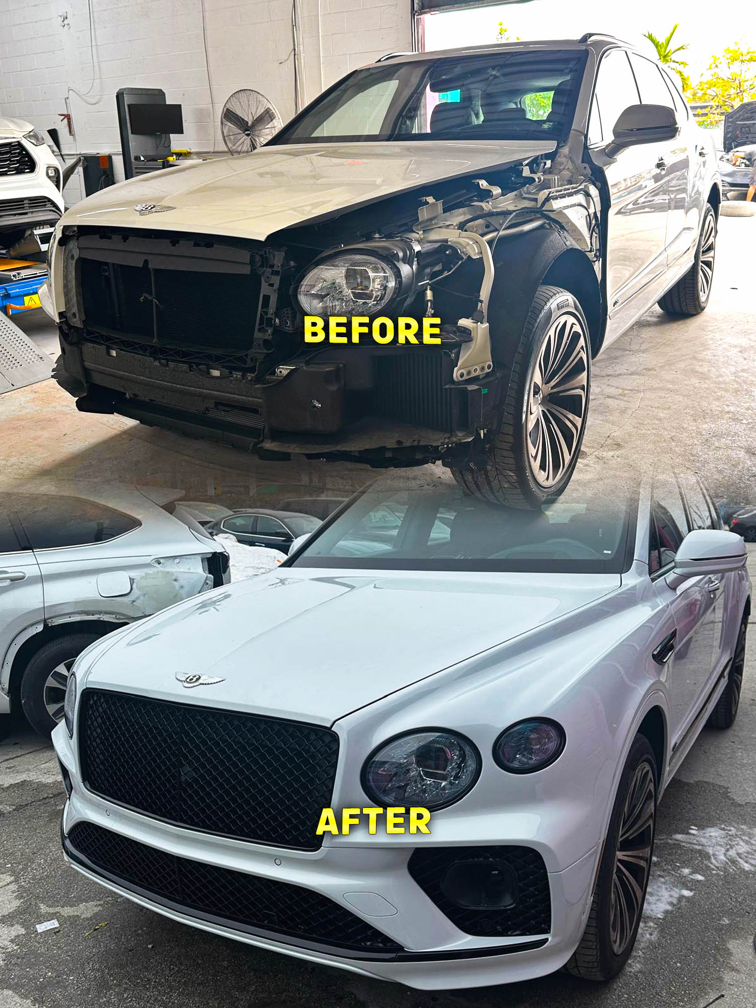 Mercedes collision repair before and after at Car Geeks Collision