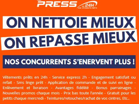 Pressing Chronopress Ouagadougou livrant des vêtements propres repassés à domicile avec le sourire, service pressing express 2h