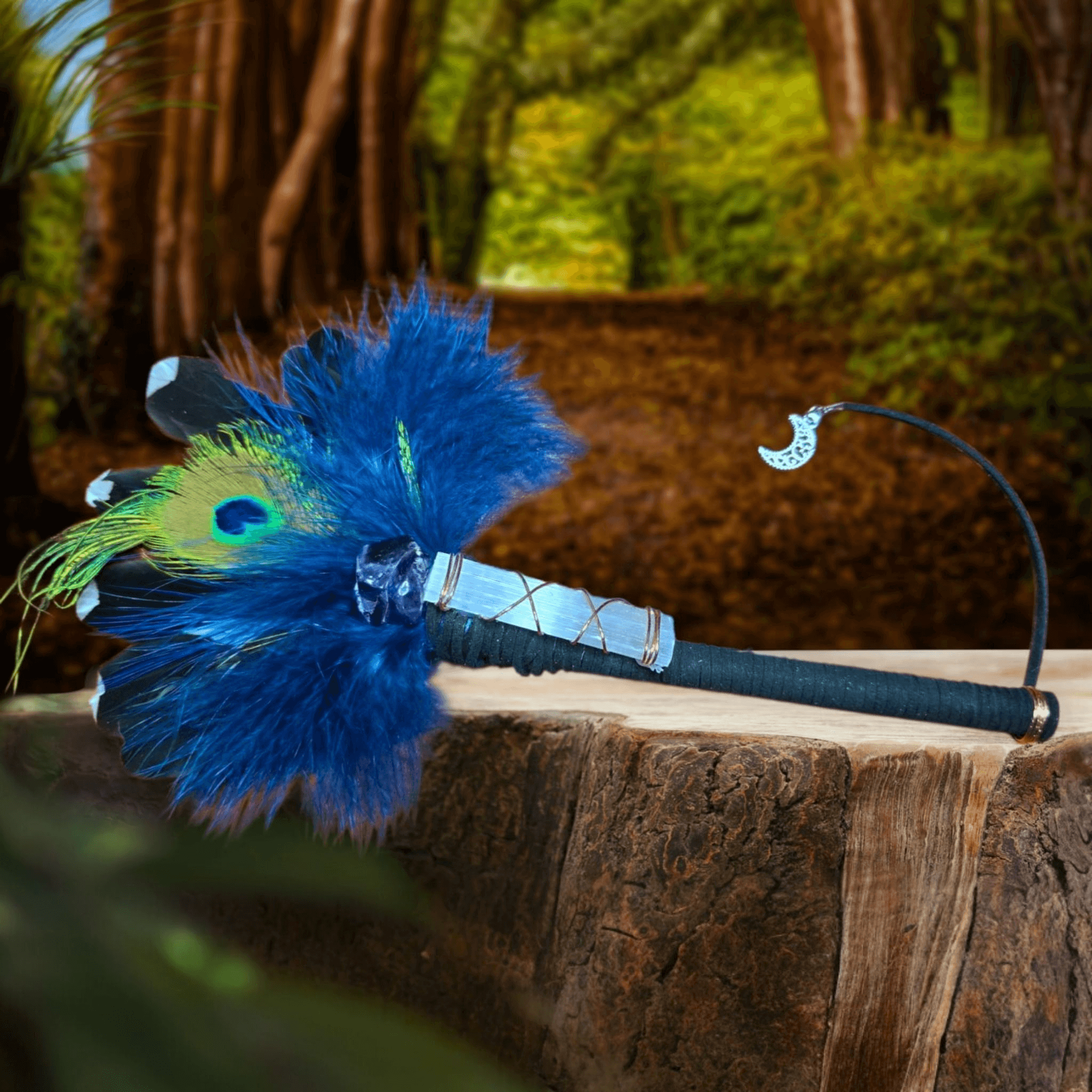 Smudge Wand - Magpie, Peacock & Marabou