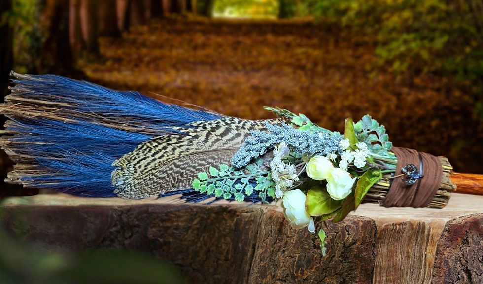 Besom Broom - Pheasant & Peonies