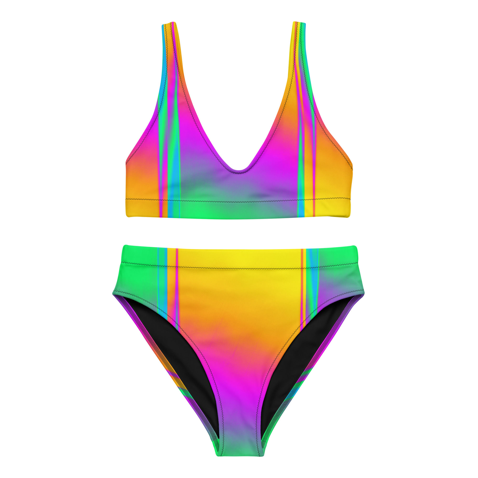 Radiant Rainbow Recycled High-Waisted Bikini