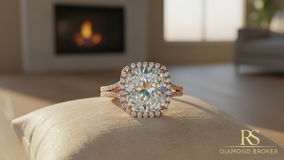Close-up view of a sparkling lab-grown diamond engagement ring