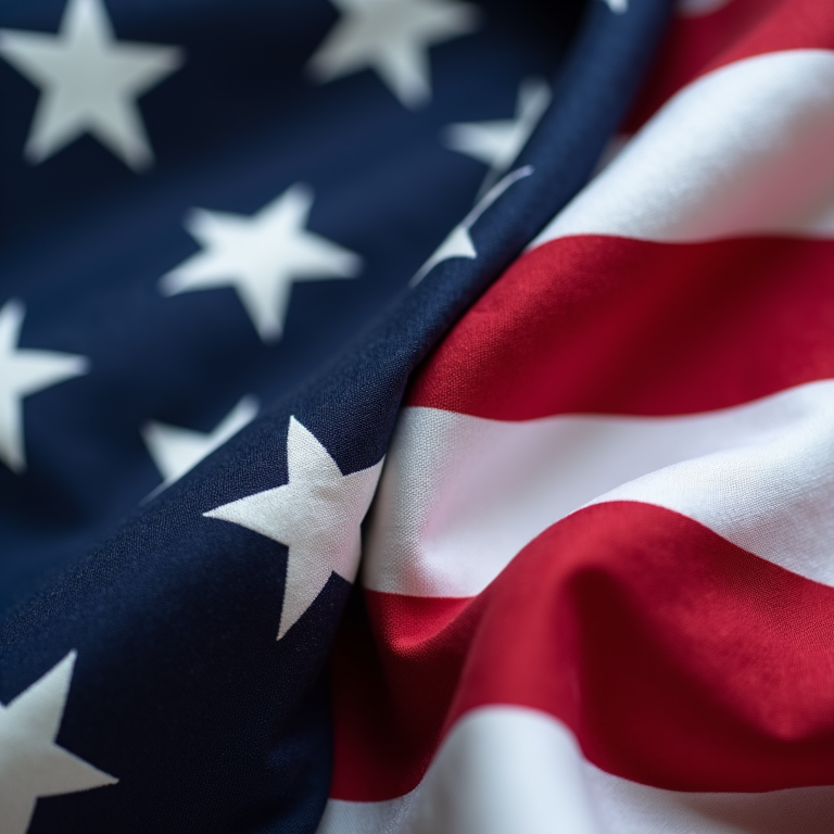 Elegant macro detail of American flag fabric texture representing quality and tradition.