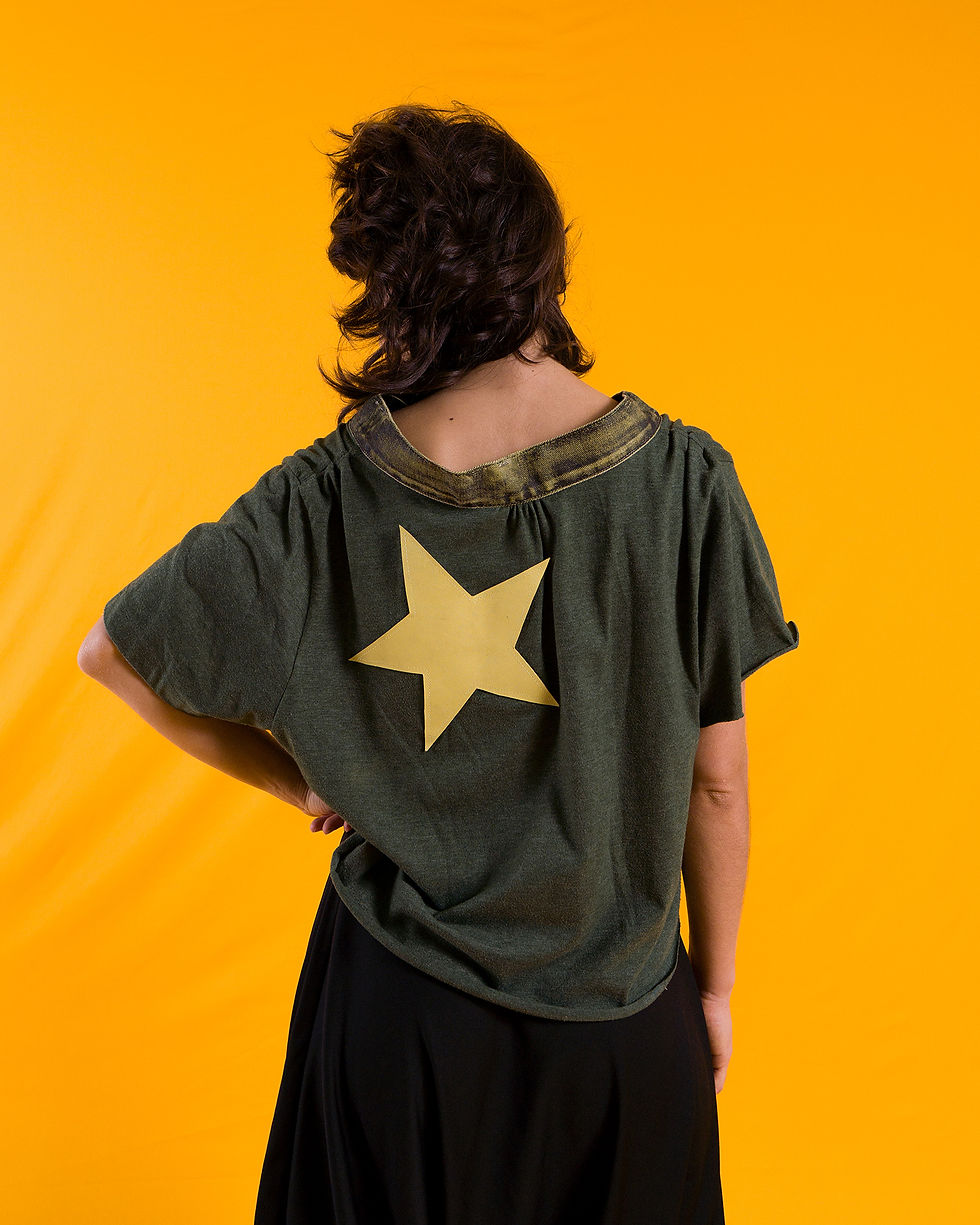 Miniatura: Blusa Estrela com Gola Jeans