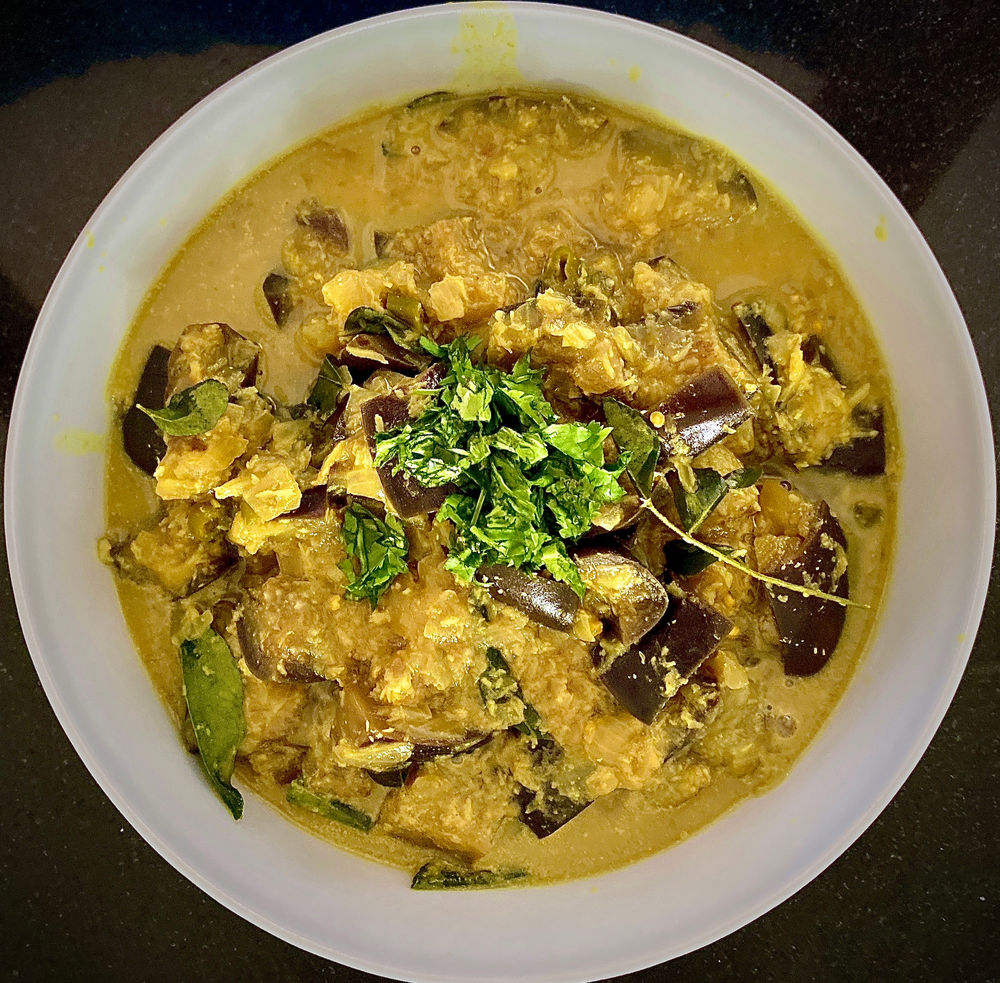Sri Lankan eggplant curry in coconut milk