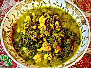 Persian celery stew with chicken (Khoresh Karafs)
