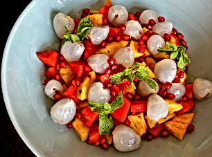 Tropical fruit salad with lemongrass-ginger syrup