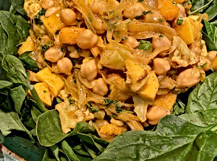 Alphonso mango and curried chickpea salad