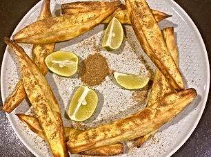 Roasted spiced sweet potatoes (Shakarkhandi)