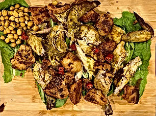 Roast spatchcock with chillies and smoky migas