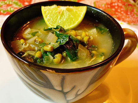 Lebanese garlicky lentil soup with Swiss chard and lemon (Rushta/Rishta)