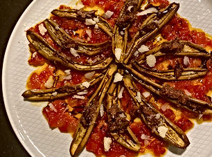 Eggplant stacks with tomato jam
