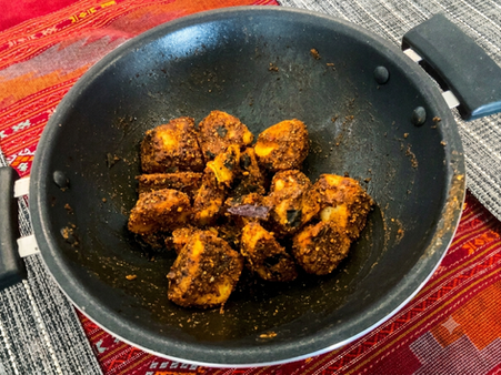 Colocasia roast from Tamil Nadu (Cheppangkizhangu roast)