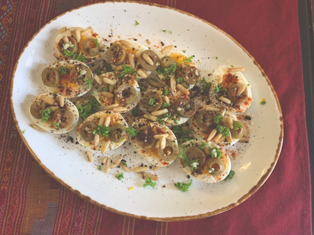 Syrian egg and olive salad