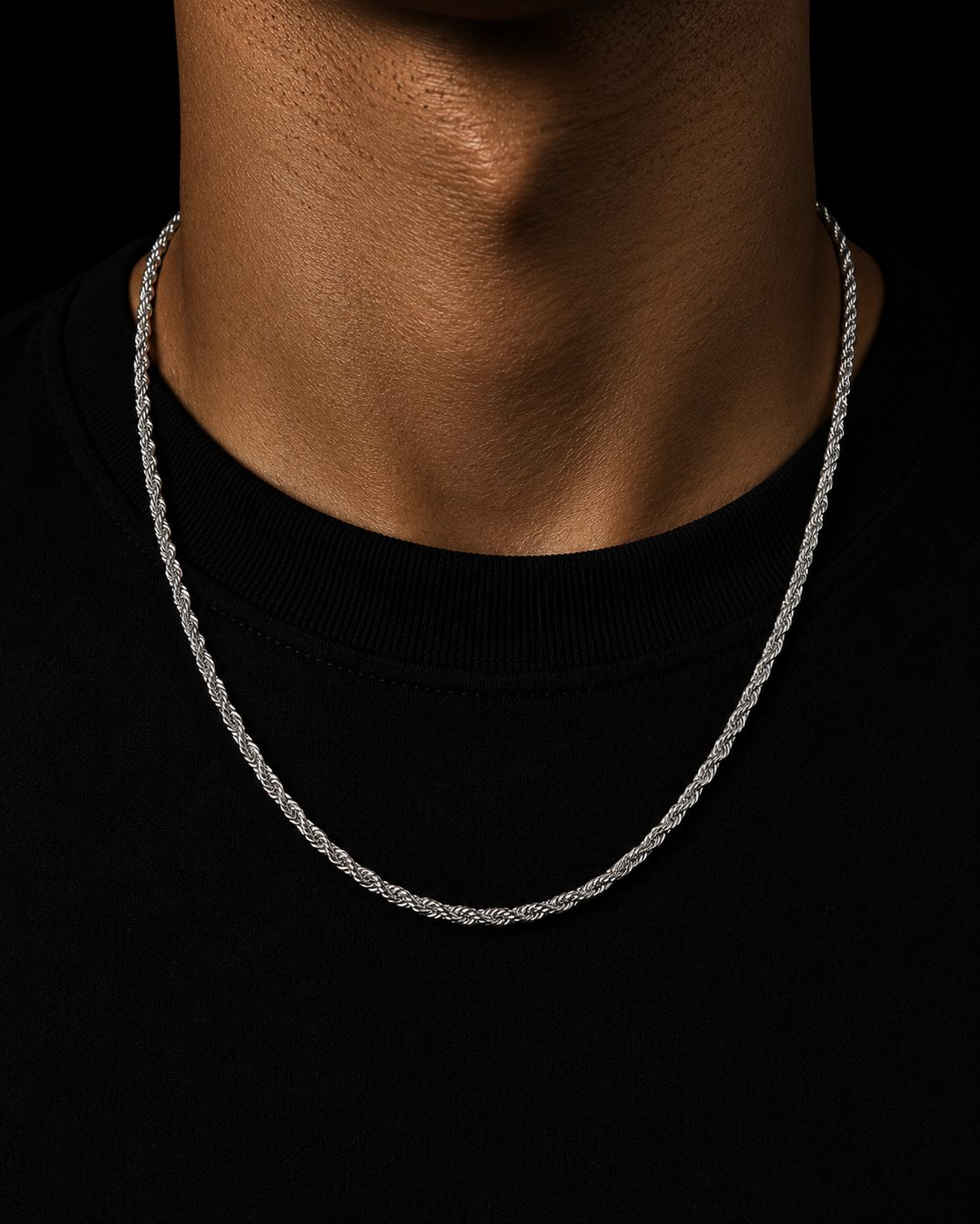 Byzantine rope chain in platinum, worn
