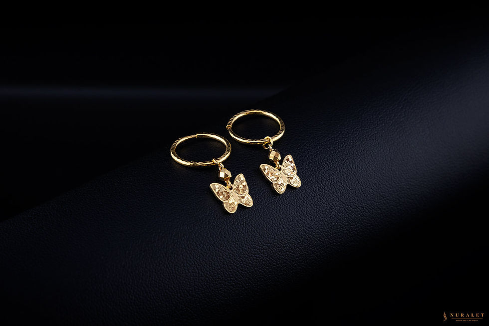 Butterfly charm hoop earrings in 24k gold