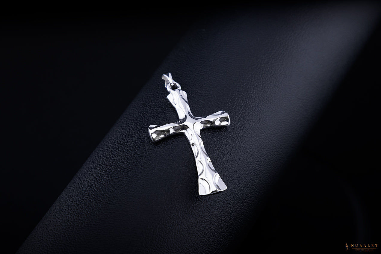 Ripple Cross Pendant in solid platinum