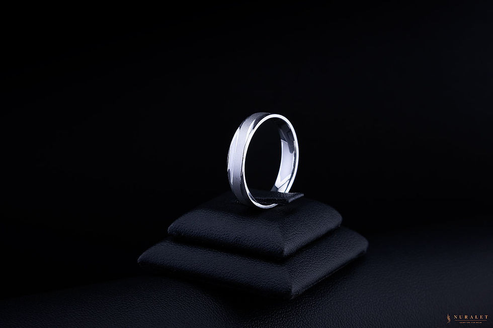 Brushed center band ring in solid platinum