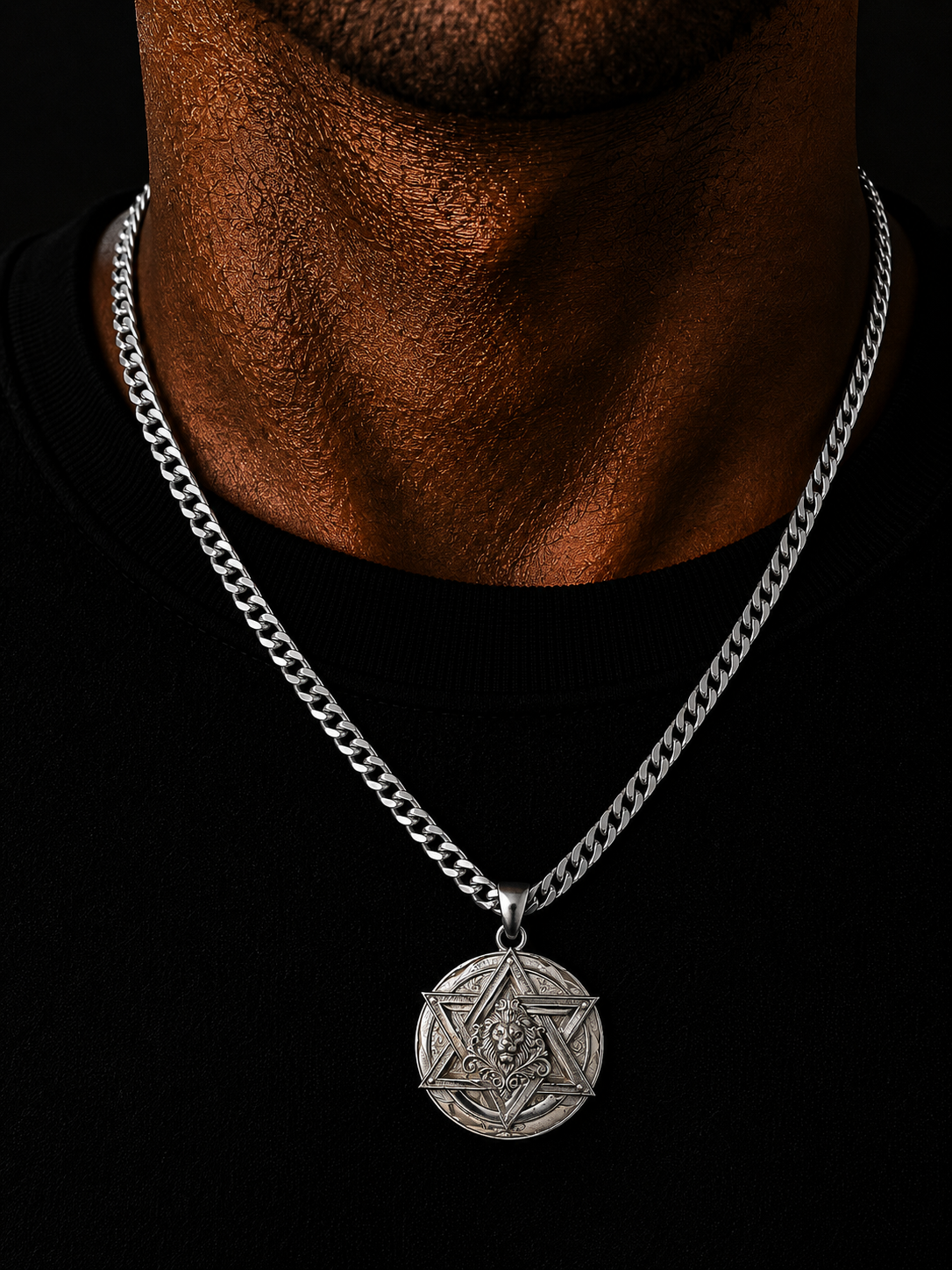 Star of David pendant with Lion of Judah in silver