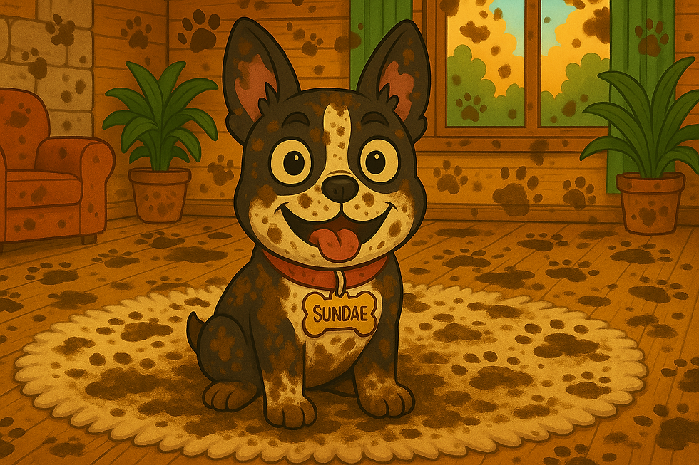 Sundae made a muddy mess