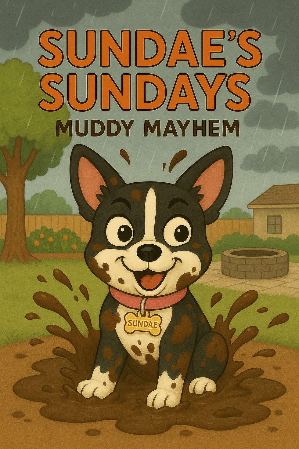 Sundae playing in the mud