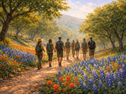 Texas hikers in spring